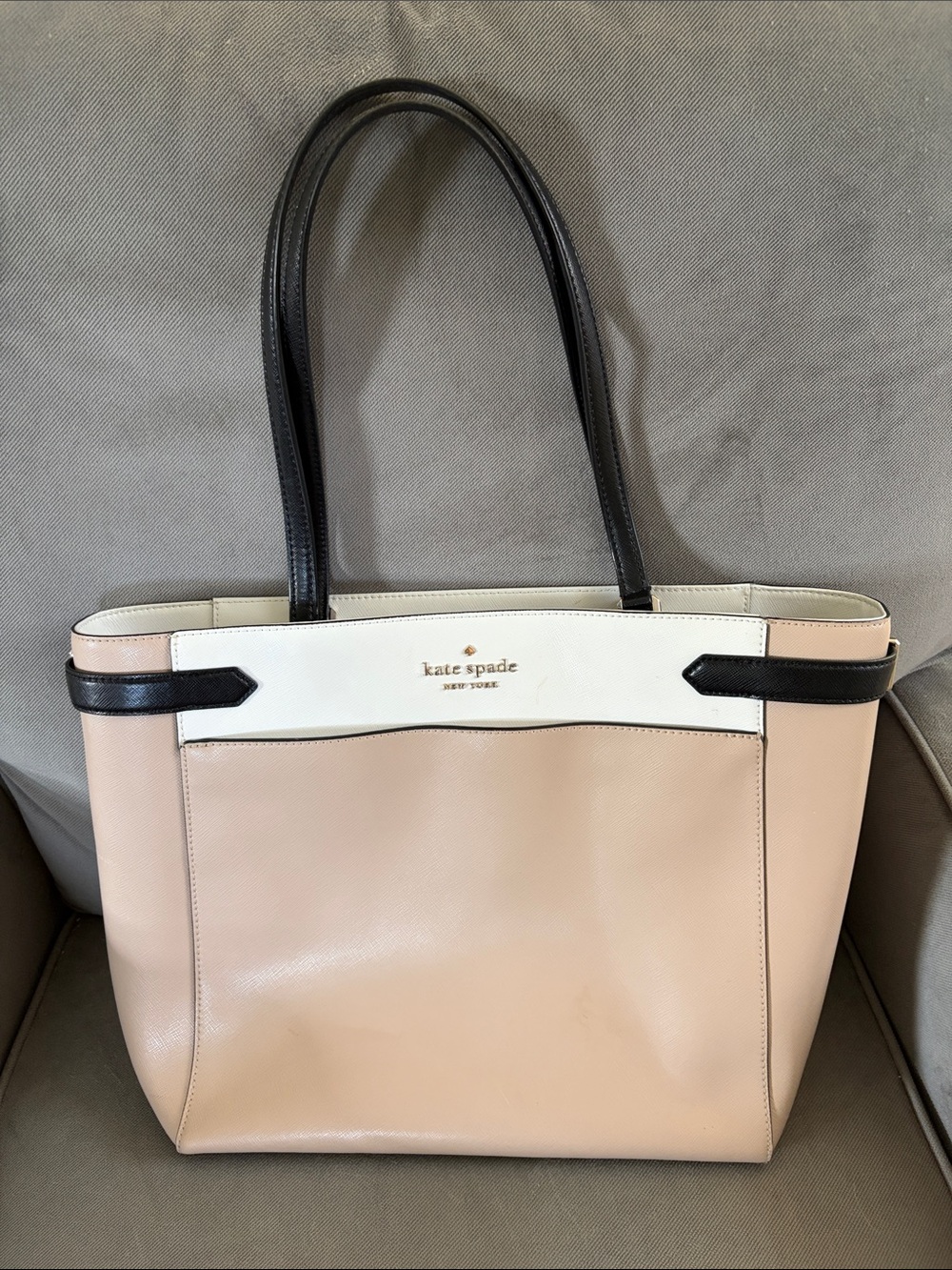 kate spade Tan, Cream & Black Leather Tote
